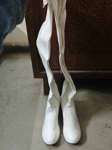 White Long Leather Boots