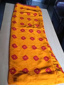 Mustard Yellow Chiffon Saree With Blouse