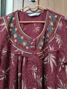 Maroon Floral Nightgown