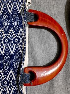 Stylish Embroidered Handbag 👜 with Wooden Handle