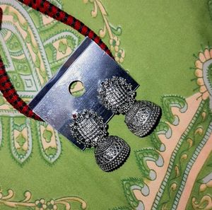 Silver Jhumka Earrings