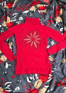 Red Turtleneck Top