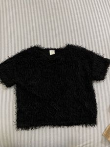 Girls Furry Black Top
