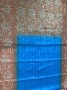 New Sea Blue And Mango Yellow Saree For Grabs
