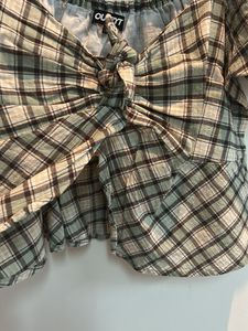 Plaid Puff Sleeve Top