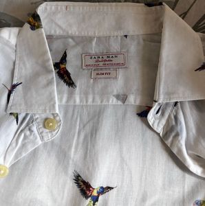White Shirt With Bird Print