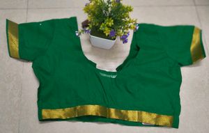 Green Saree with Gold Border