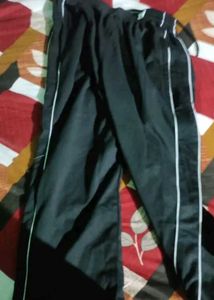 Black Track Pants with White Stripes