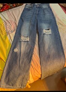 Ripped Wide Leg Jeans