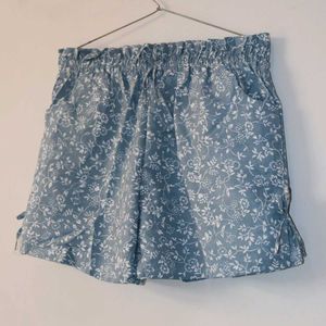 Floral Print Blue Shorts