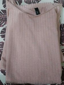 Pink Ribbed Sparkle Top