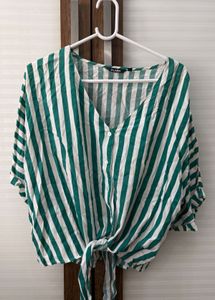 Striped Tie-Front Top Size- XL