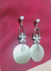Trendy Silver Crystal Earrings