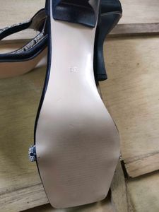 Black Gemstone Studed Heels