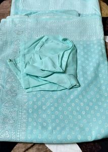 Turquoise Saree With Blouse