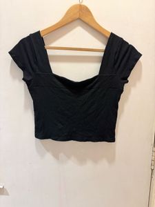 Black Square Neck Crop Top