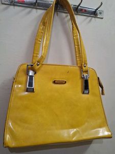 Yellow Handbag with Pockets