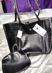 Chic Black Tote & Pouch Set