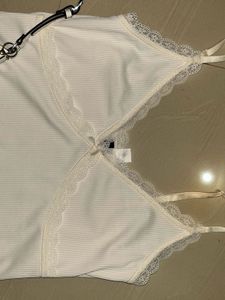 White Lace Trim Cami Dress