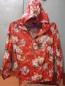 Red Floral Printed Waterproof Jacket