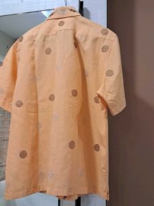 Embroidered Peach Short-Sleeve Shirt