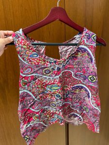 Sexy back sleeveless printed top