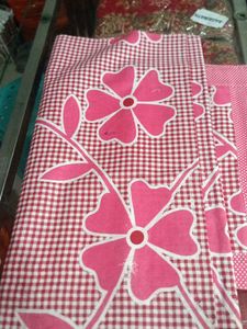 Pink Floral Checkered Bedsheet Set