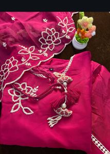 Pink Party Wear Rich Look Suit Set