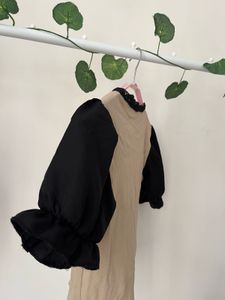 Zara Color Block Puff Sleeve Top