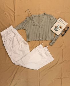 White Cargo Parachute Pants