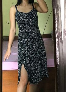 Printed Front Slit Camisole Dress.