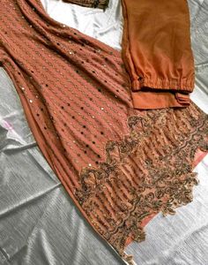 Elegant Peach Embroidered Kurta Set