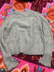 Gray Knit Pullover Sweater
