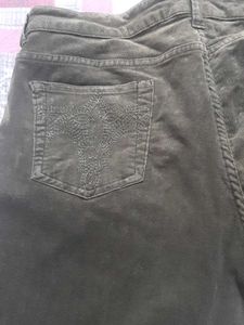 Embroidered Pocket Corduroy Pants