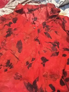 Red Floral Print Top