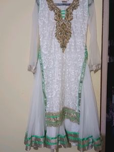 White And Green Dress