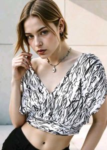 Chic Black & White Print Top