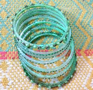 Green Beaded Bangles