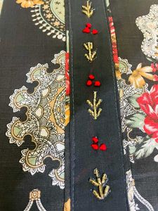 Floral Print Salwar Kameez material new black