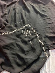 Black Saree With Padded Stitched Blouse (wom