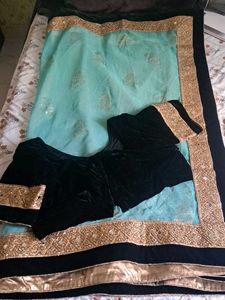 Elegant Saree with Velvet Blouse