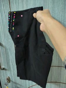 Black Embroidered Saari