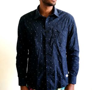 Navy Blue Patterned Shirt