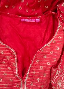 Red Embroidered Kurta Set