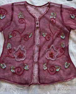 Sheer Sequin Embroidered Top