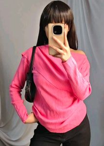 one side off shoulder ribbed top