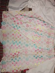 White Embroidered Half Shoulder Top