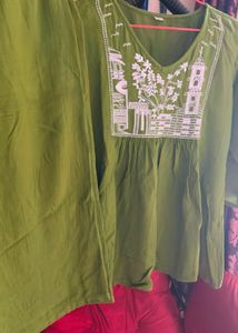 Green Embroidered Cord Set