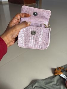 Chic Lilac Croc Embossed Mini Bag w/ Gold Chain