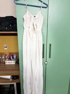 Beachy Slit Chiffon White Dress